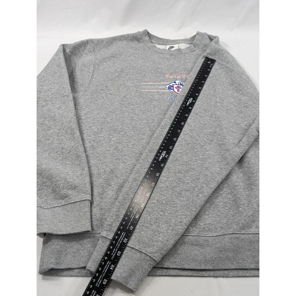 Nike Embroidered Swoosh Crewneck Sweatshirt Large Saints Tennis Heather Gray